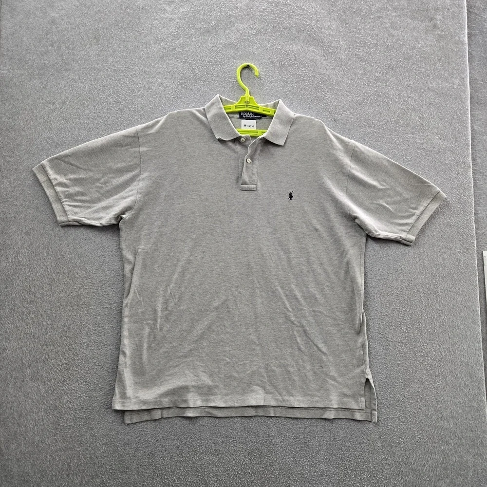 VINTAGE Polo‎ Ralph Lauren Men Polo XL Gray Embroidered Pony Logo Short Sleeve